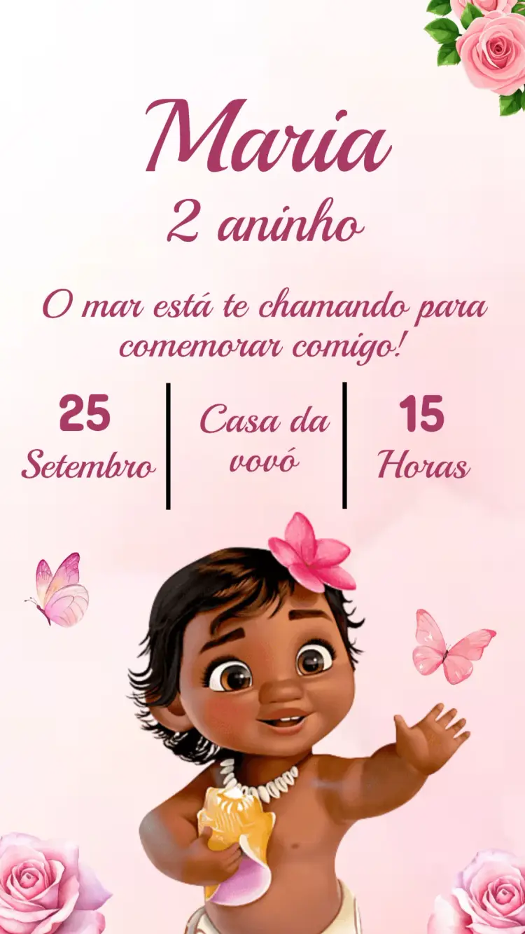 Convite Aniversário Moana