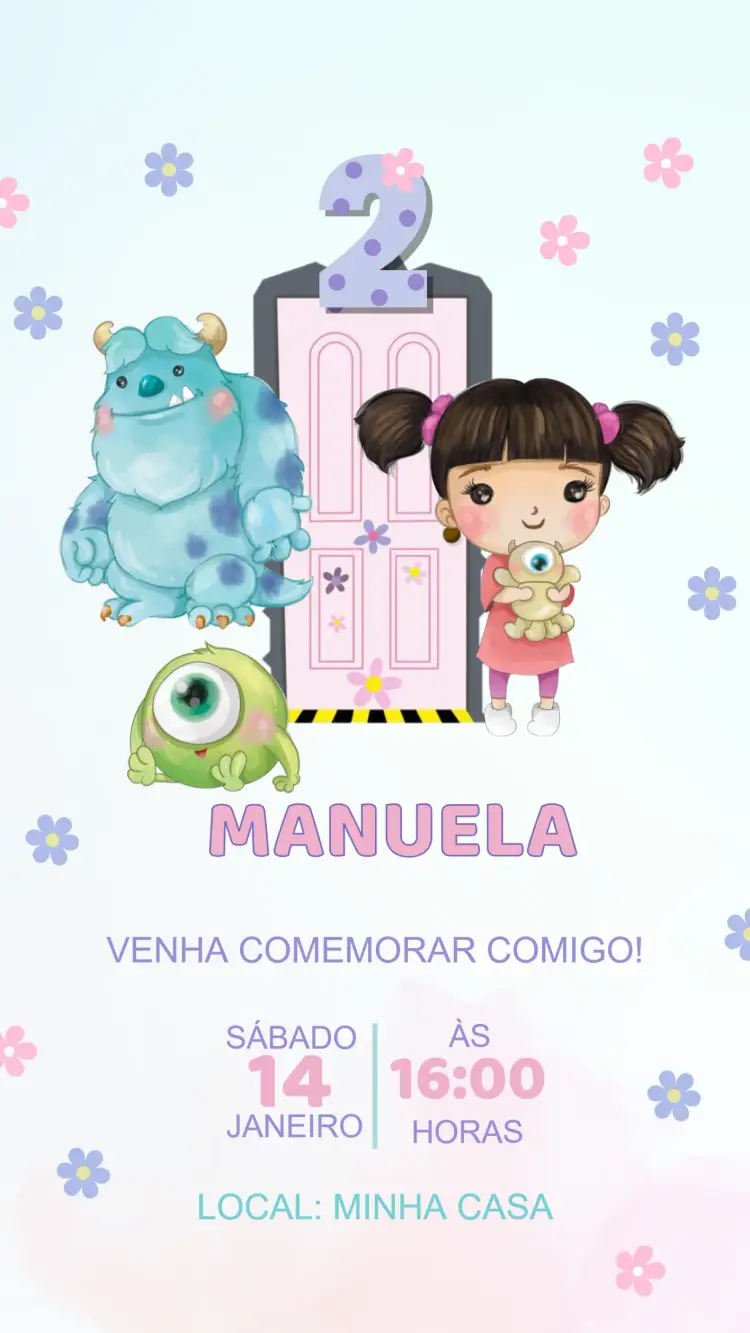 Convite Aniversário Monstros S.A.