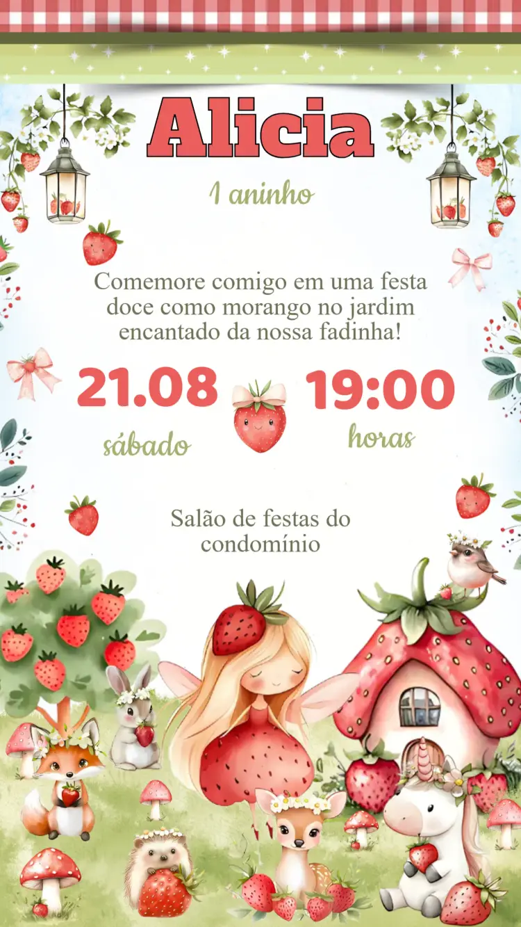 Convite Aniversário Moranguinho