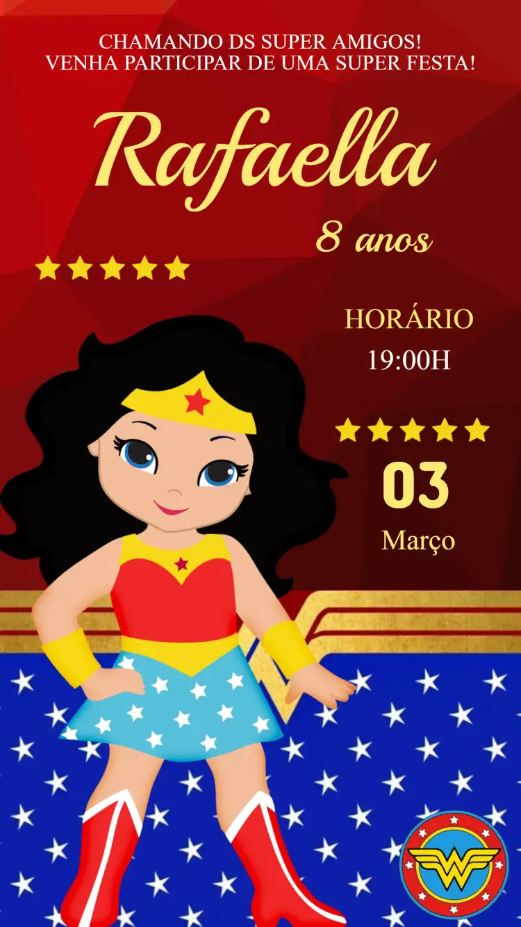 Convite Aniversário Mulher Maravilha