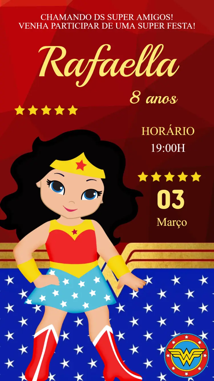 Convite Aniversário Mulher Maravilha