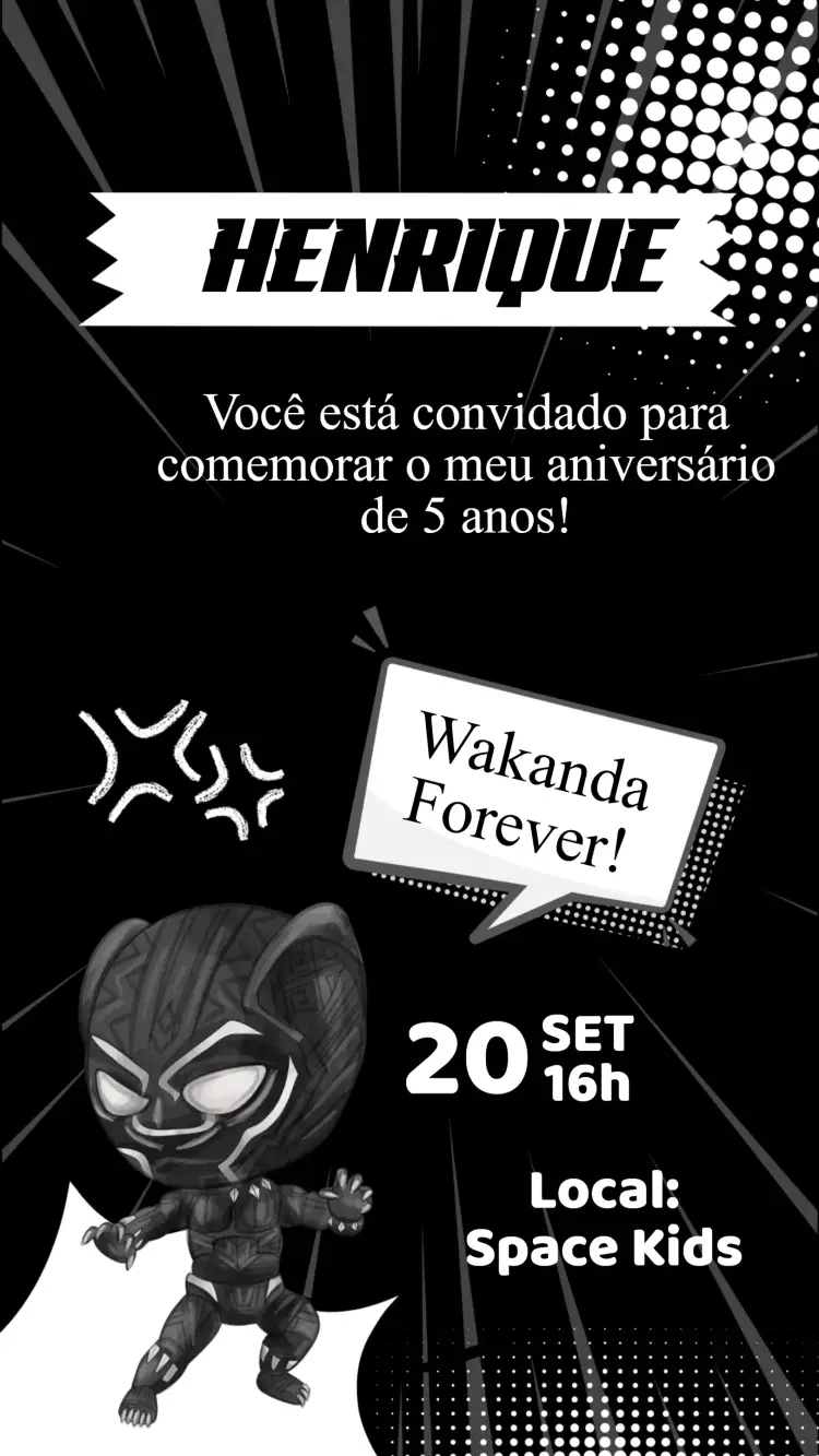 Convite Aniversário O Pantera Negra
