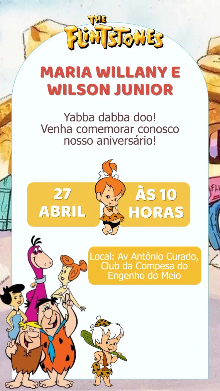 Convite Aniversário Os Flinstones