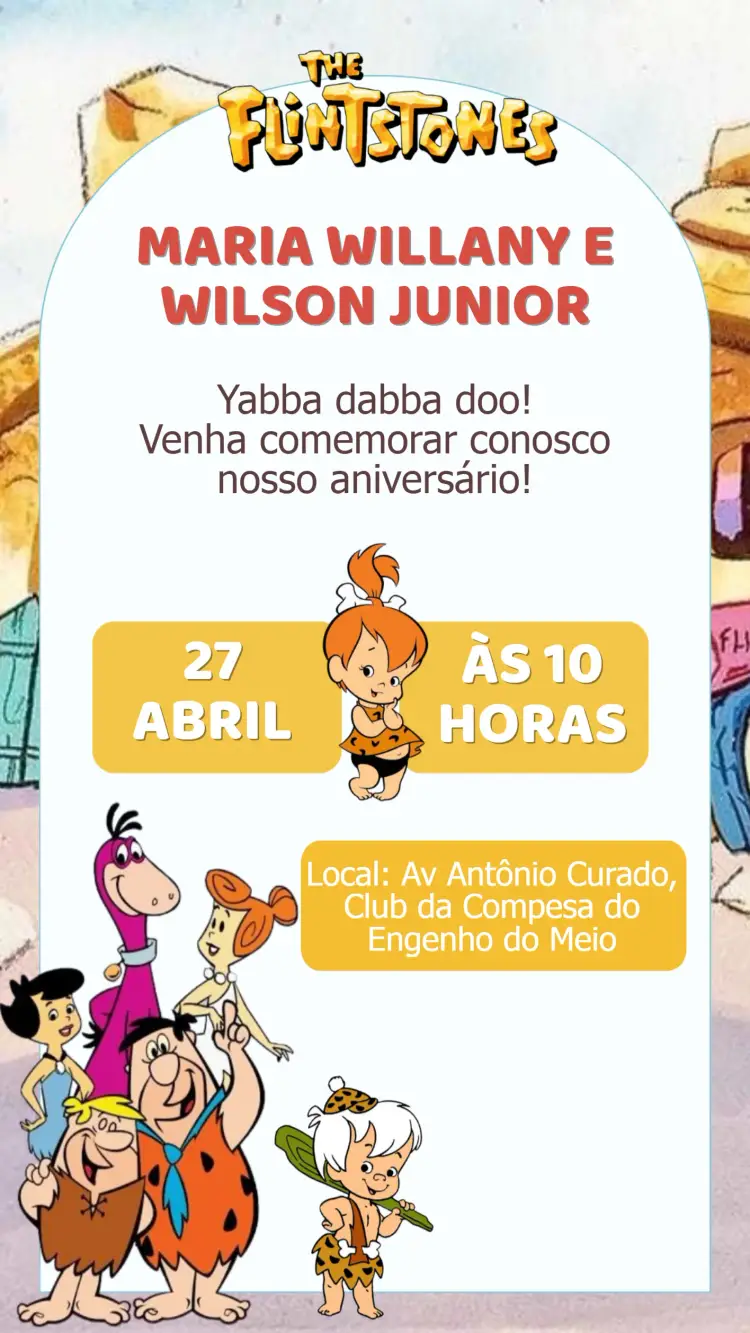 Convite Aniversário Os Flinstones