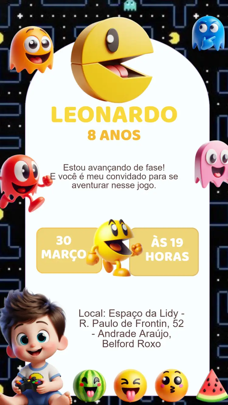 Convite Aniversário Pac Man