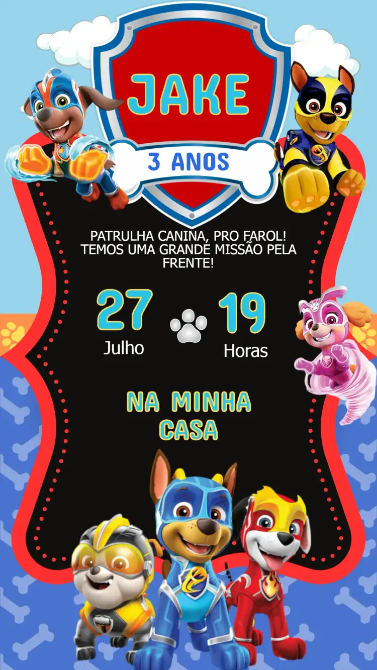 Convite Aniversário Patrulha Canina