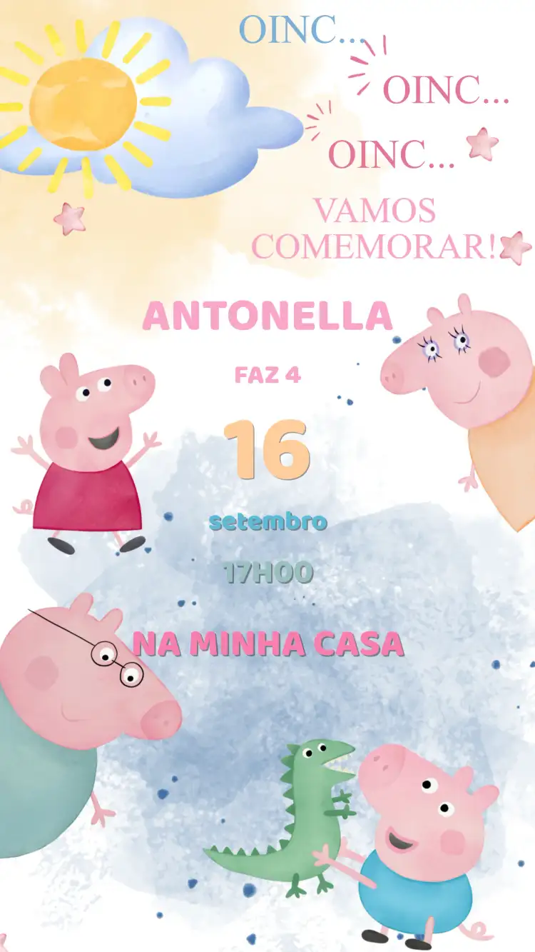 Convite Aniversário Peppa Pig