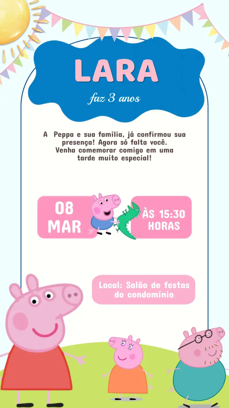 Convite Aniversário Peppa pig