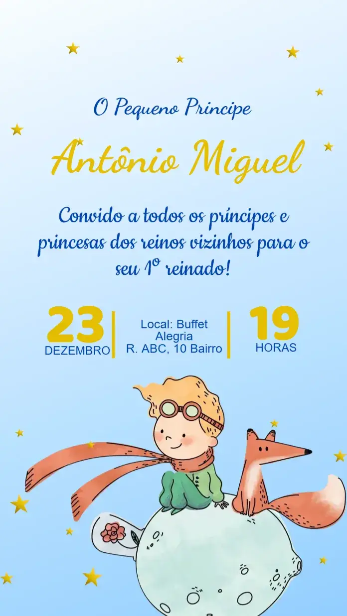 Convite Aniversário Pequeno Principe