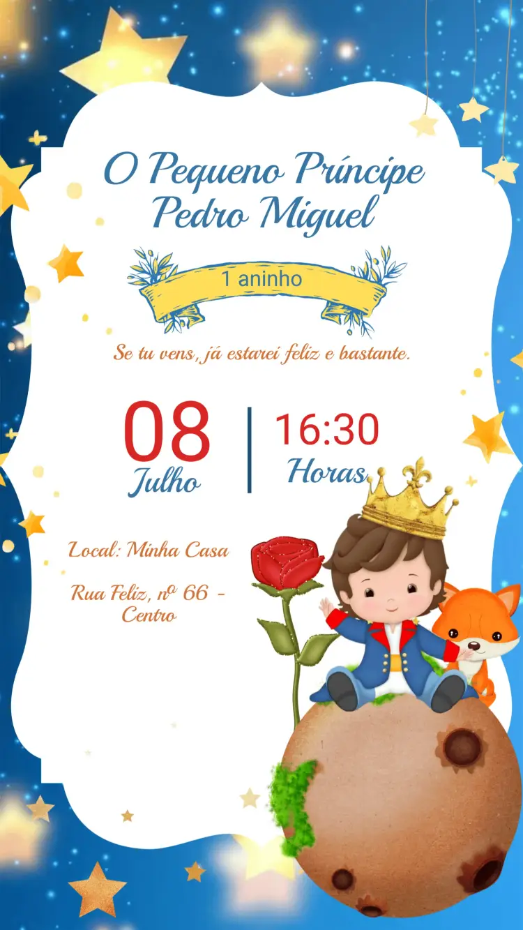 Convite Aniversário Pequeno Príncipe Infantil