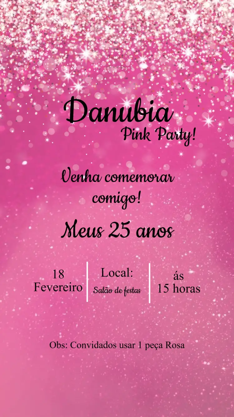 Convite Aniversário Pink Party