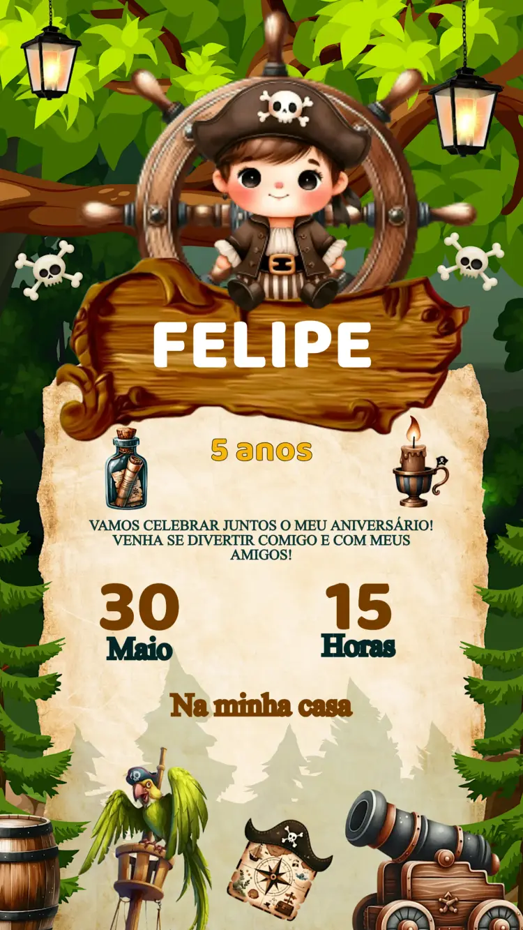 Convite Aniversário Pirata