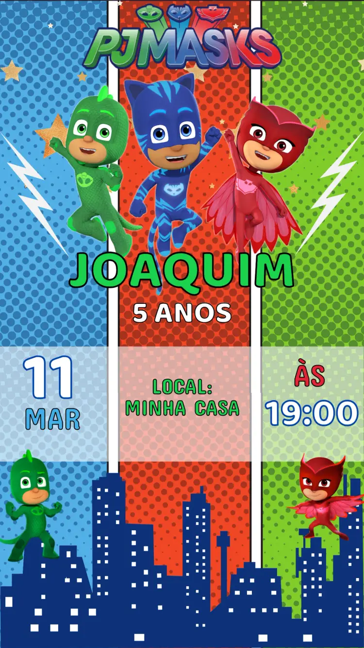 Convite Aniversário PJ Mask