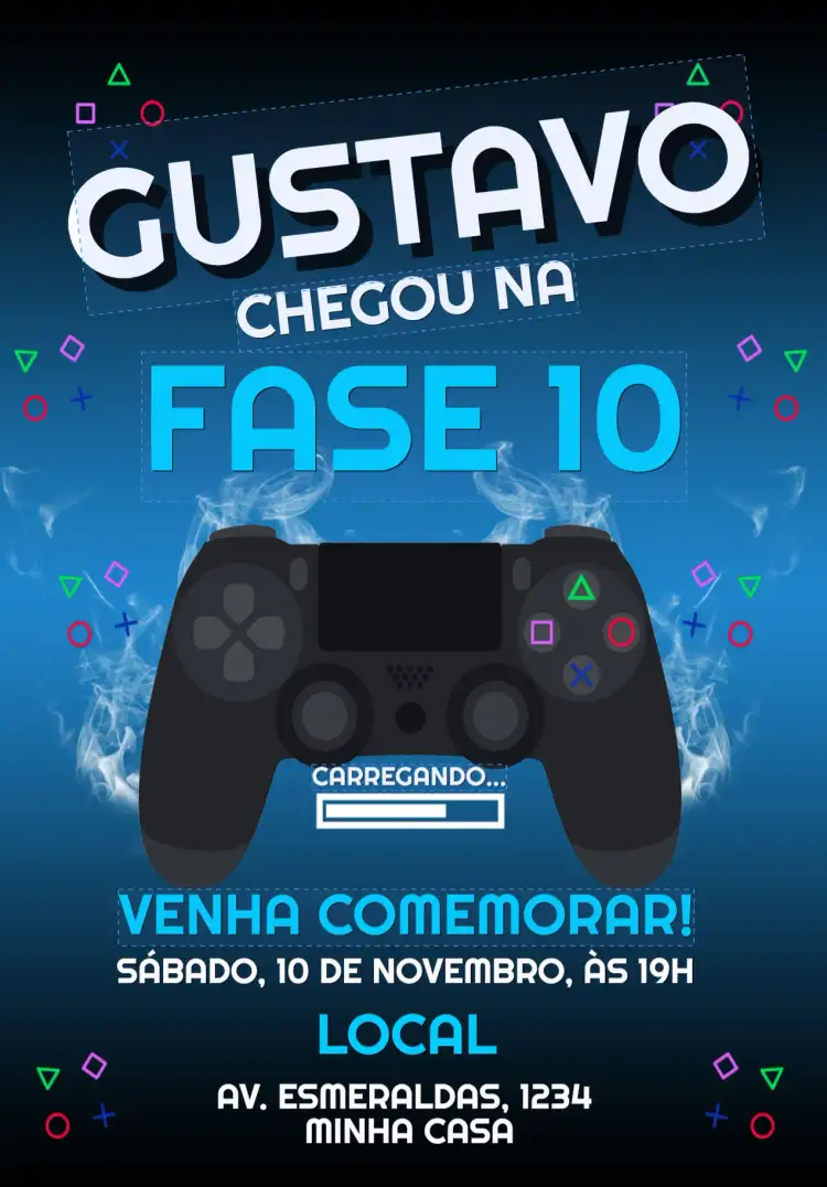 Convite Aniversário Playstation 4 Gamer