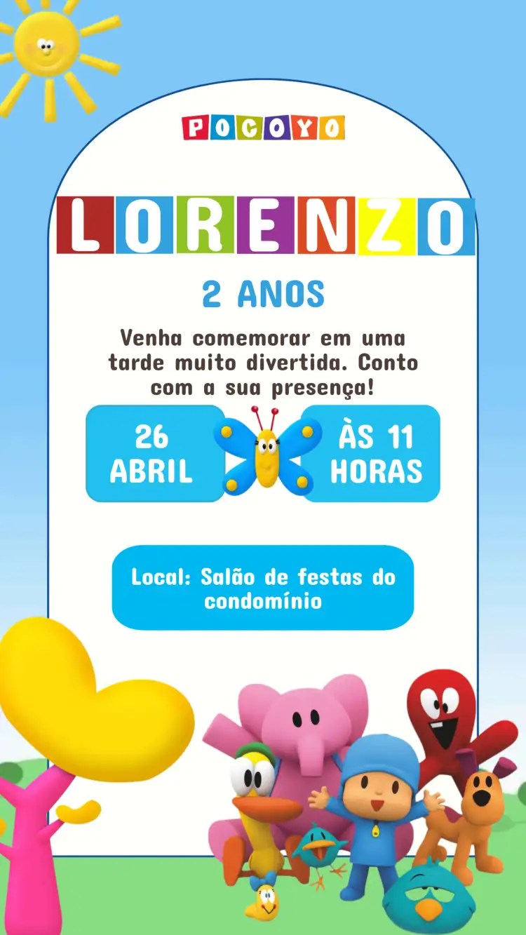Convite Aniversário Pocoyo
