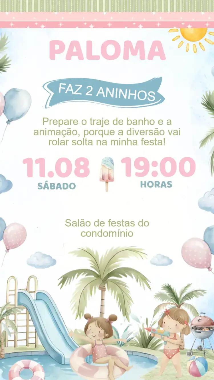 Convite Aniversário Pool Party