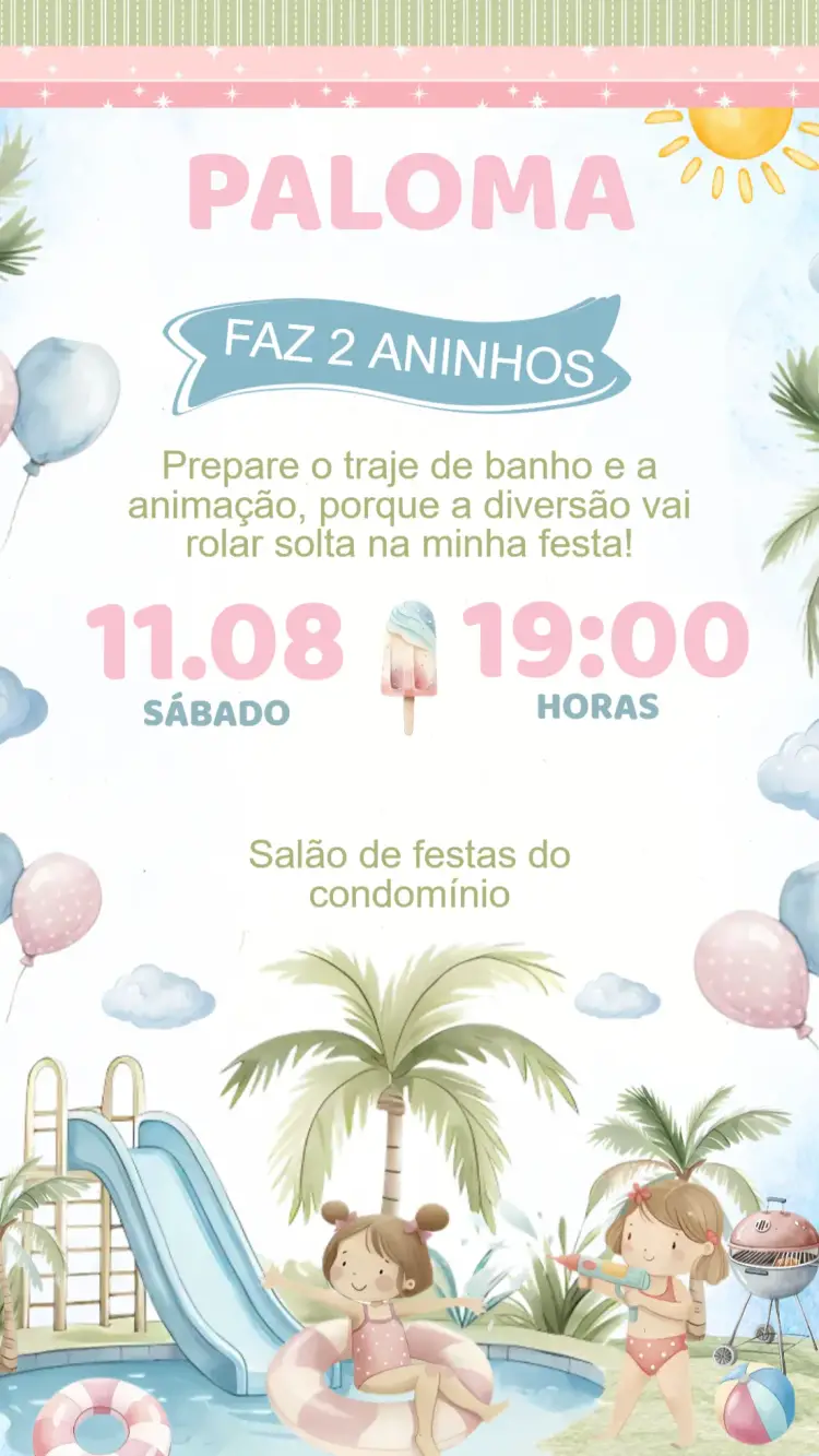 Convite Aniversário Pool Party