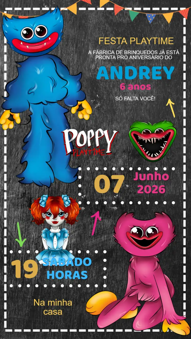 Convite Aniversário Poppy Playtime