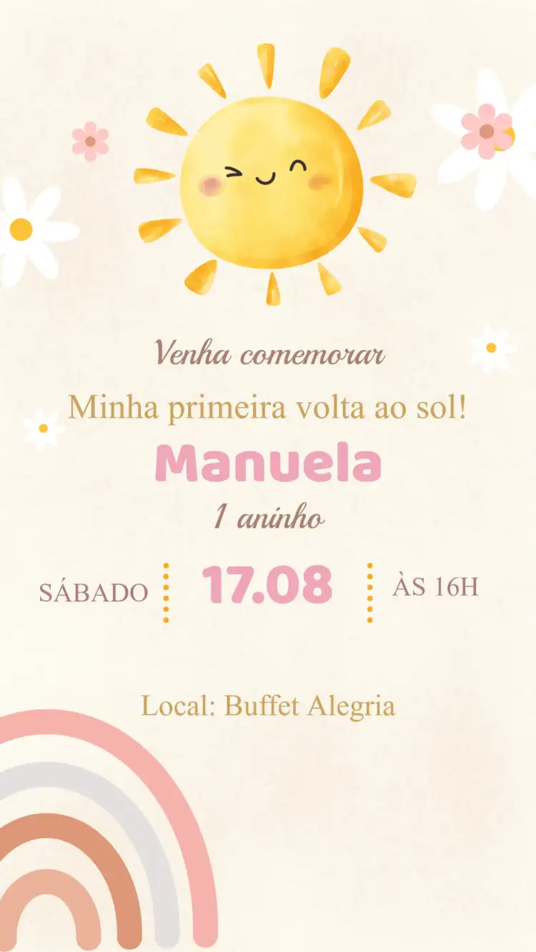 Convite Aniversário Primeira Volta ao Sol