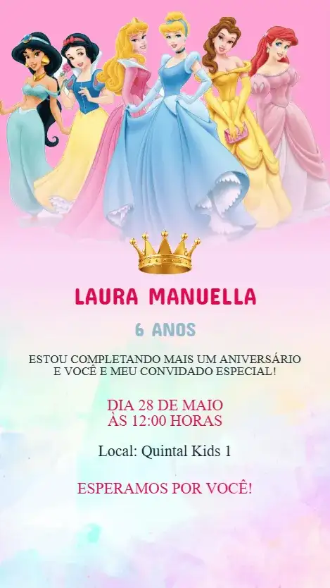 Convite Aniversário Princesas Disney