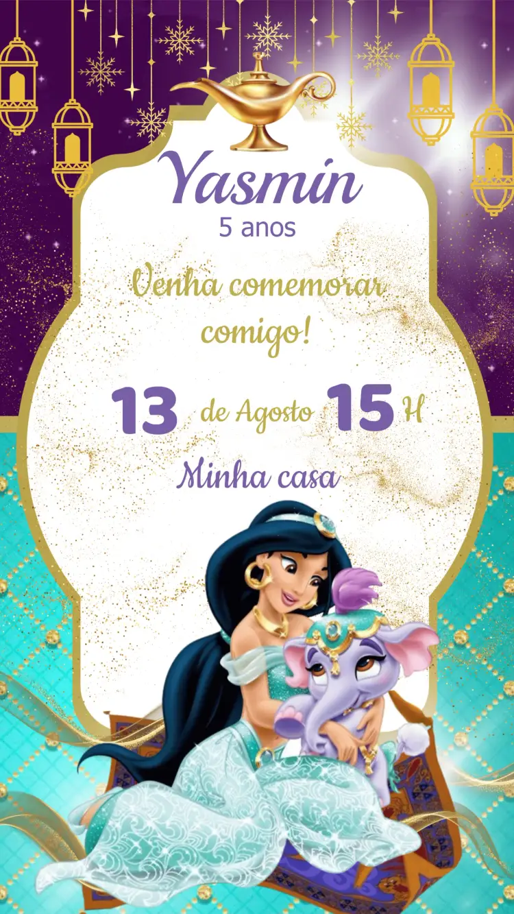 Convite Aniversário Princesa Jasmine