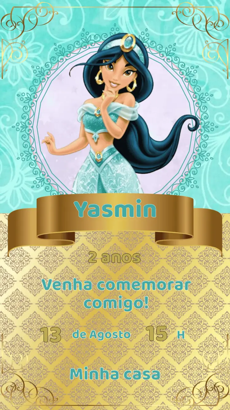 Convite Aniversário Princesa Jasmine