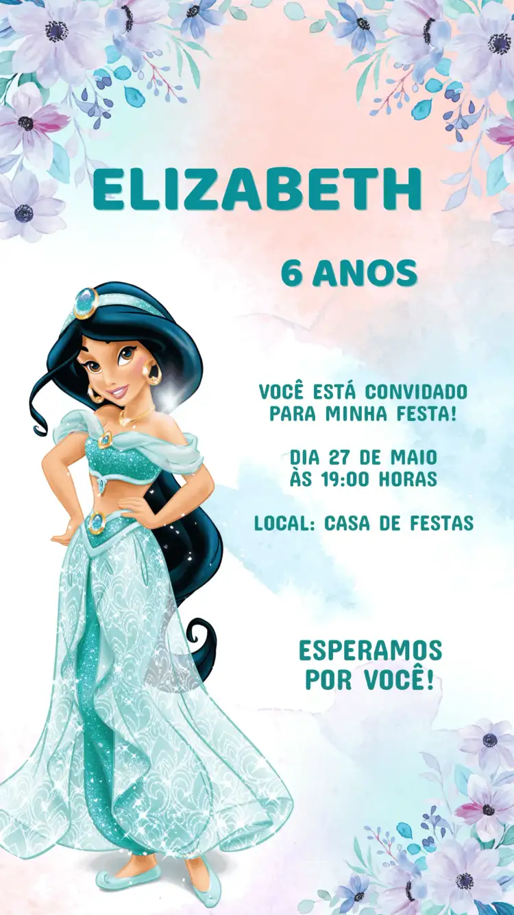 Convite Aniversário Princesa Jasmine