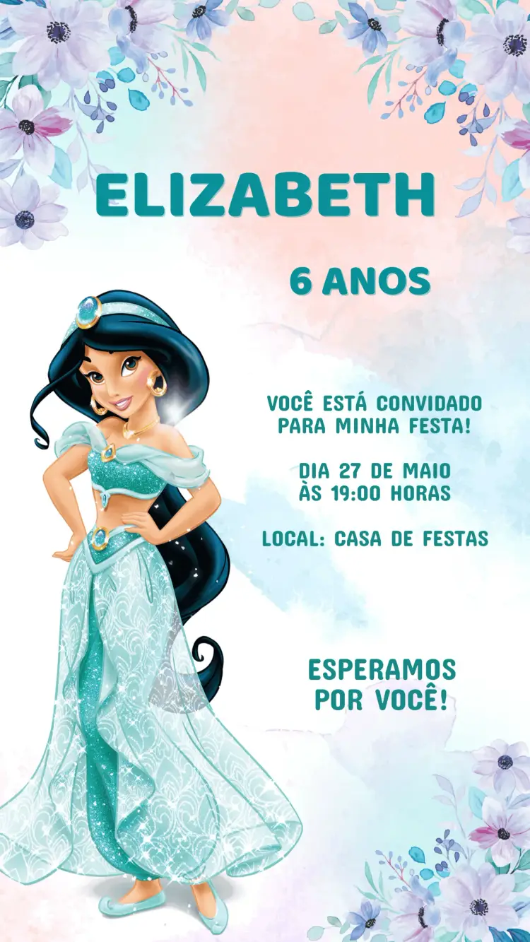 Convite Aniversário Princesa Jasmine