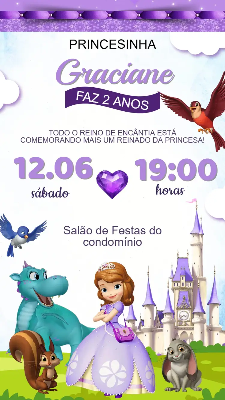 Convite Aniversário Princesa Sophia
