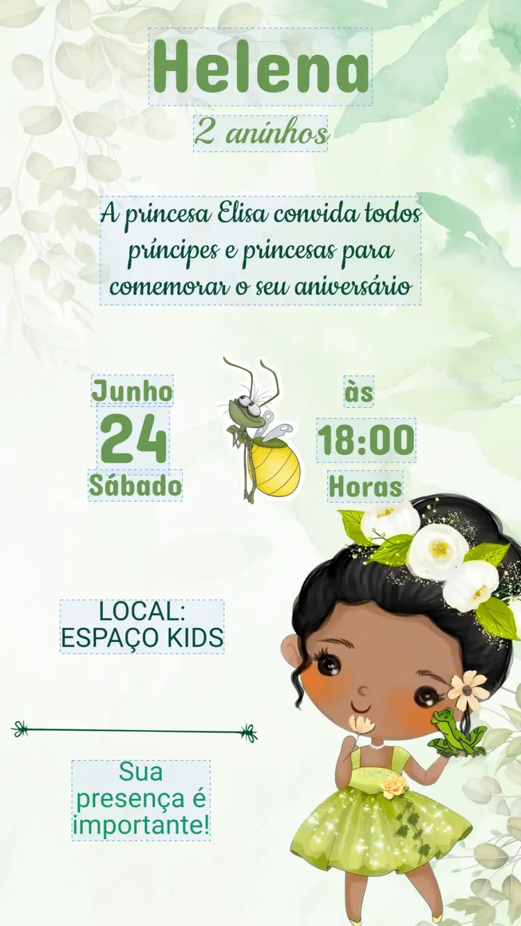 Convite Aniversário Princesa Tiana