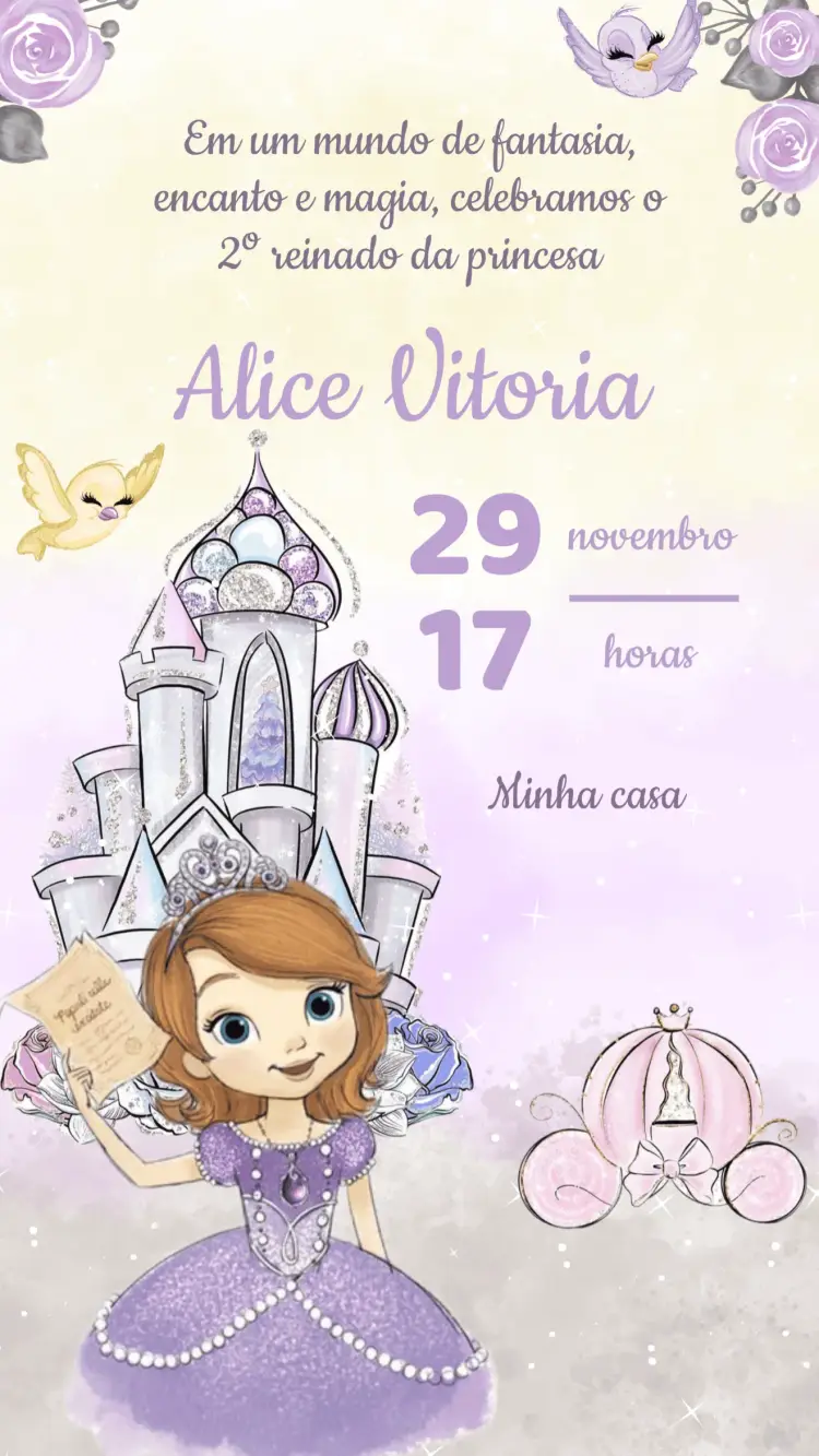 Convite Aniversário Princesinha Sofia