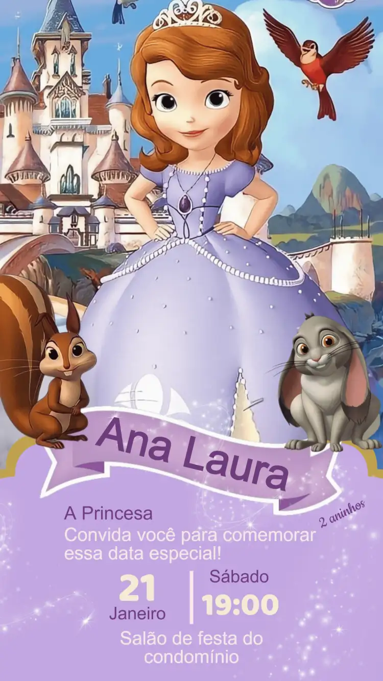 Convite Aniversário Princesinha Sofia