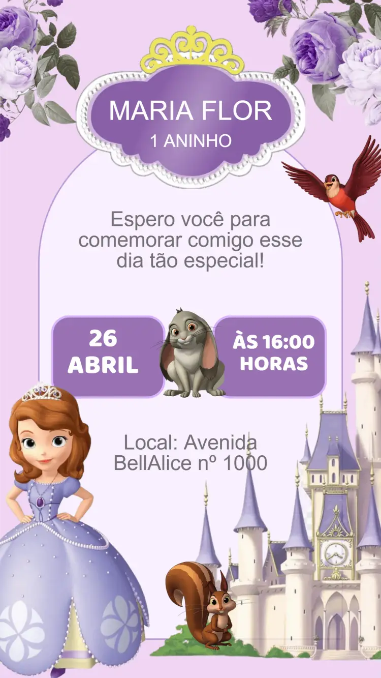 Convite Aniversário Princesinha Sofia