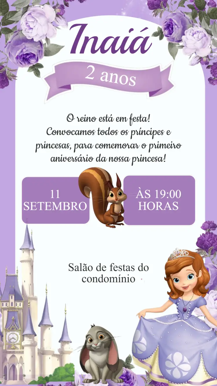Convite Aniversário Princesinha Sofia