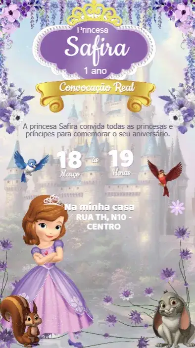 Convite Aniversário Princesinha Sofia