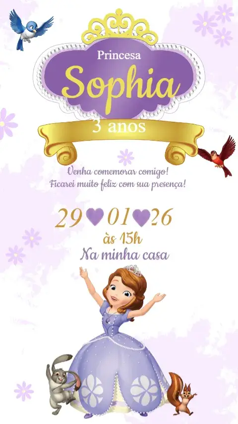 Convite Aniversário Princesinha Sofia
