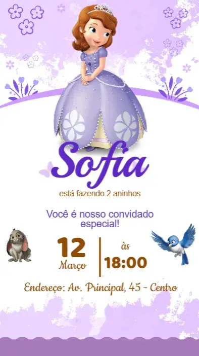 Convite Aniversário Princesinha Sofia