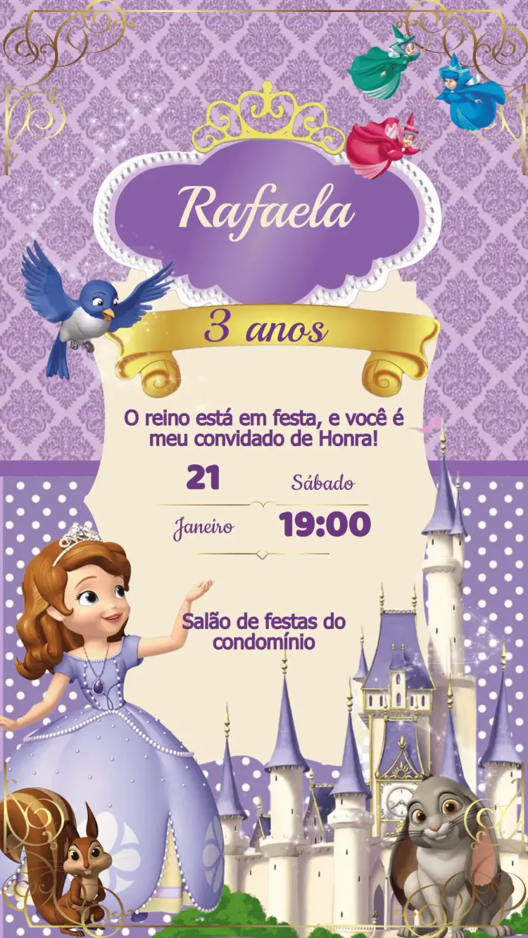 Convite Aniversário Princesinha Sofia