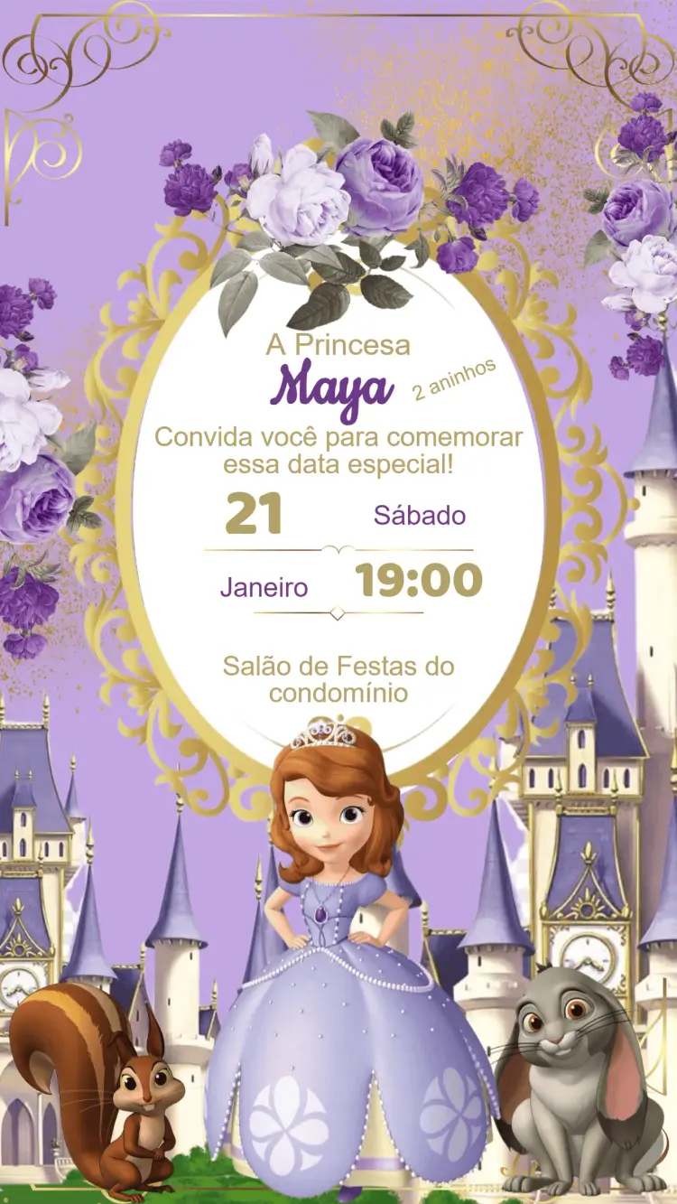 Convite Aniversário Princesinha Sofia