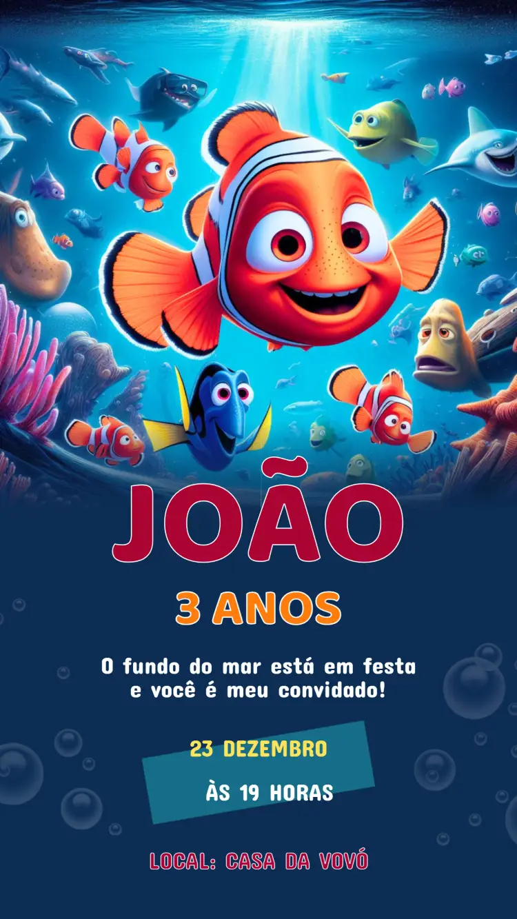 Convite Aniversário Procurando Nemo
