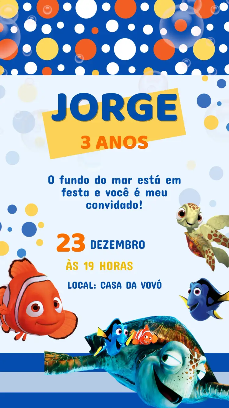 Convite Aniversário Procurando Nemo