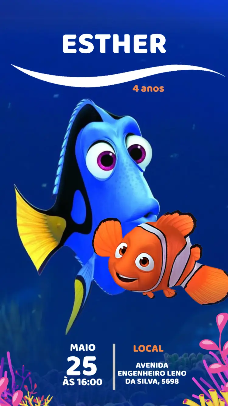Convite Aniversário PROCURANDO NEMO