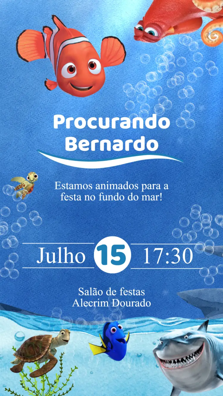 Convite Aniversário Procurando Nemo