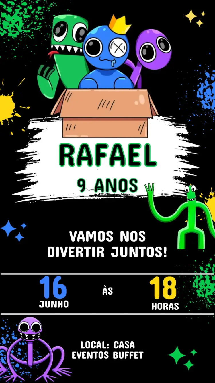 Convite Aniversário Rainbow friend