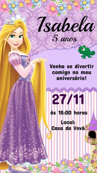 Convite Digital Enrolados Festa Infantil – Personalizado