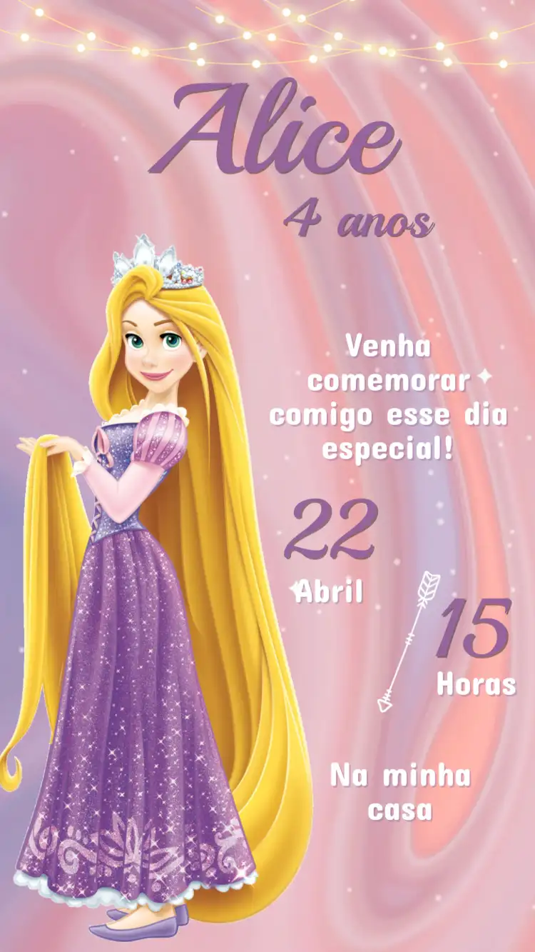 Convite Aniversário Rapunzel