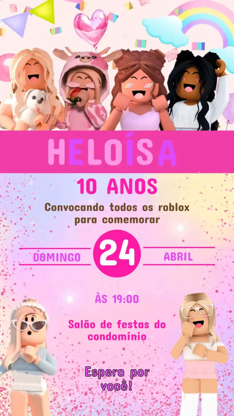 Convite Convite Aniversário Roblox – tema Aniversário Infantil colorido, temático, divertido, jogos, infantil