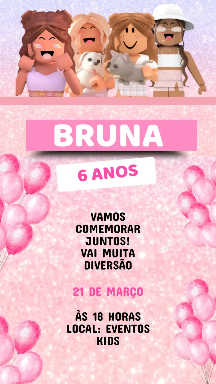 Convite Aniversário Roblox