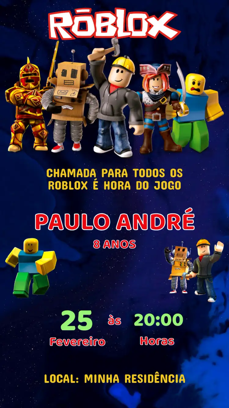 Convite Aniversário Roblox