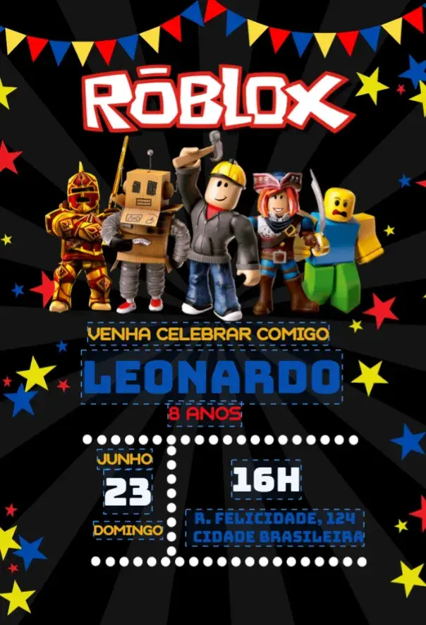 Invitación Invitación Cumpleaños Roblox editable y personalizable